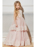 Blush Pink Lace Tulle Tiered Sweet Flower Girl Dress